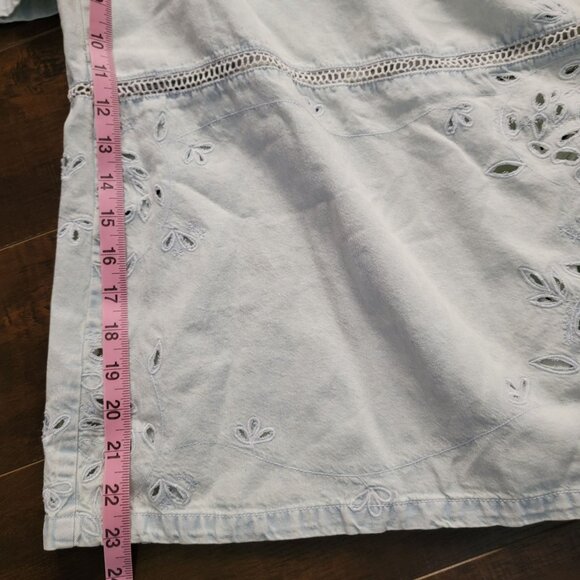 Free People Day Break Jeans Womens XL Boho Chic Baggy Eyelet Y2K Fairy Charming - Picture 9 of 9